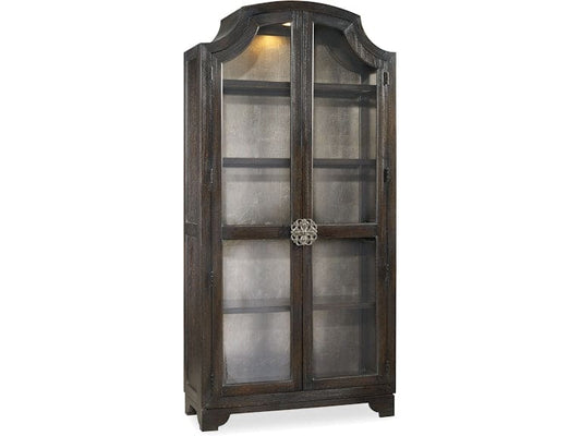 Hooker Furniture Living Room Sanctuary Glass Bunching Curio-Ebony Antiqued Oak