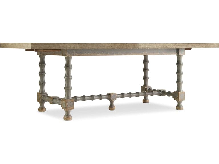 Hooker Furniture Casual Dining Ciao Bella 84in Trestle Table w/ 2-18in Leaves-Natural/Gray