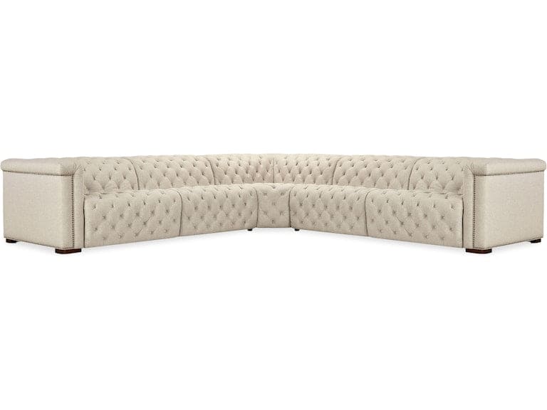 Hooker Furniture Living Room Savion Deux 5 Seat Sectional with Four Power Recliners and Six Power Headrests