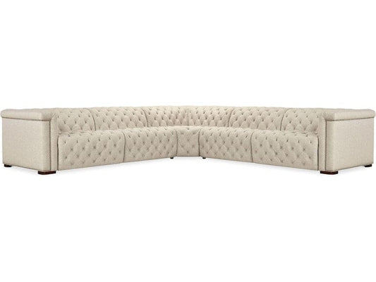 Hooker Furniture Living Room Savion Deux 5 Seat Sectional with Four Power Recliners and Six Power Headrests