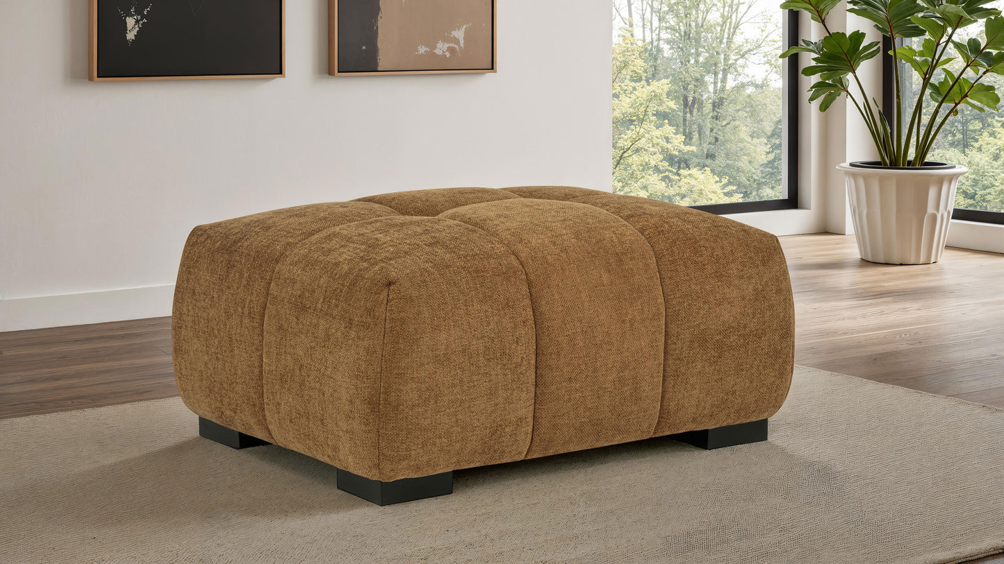 Octavia Fabric Upholstered Rectangular Ottoman Amber
