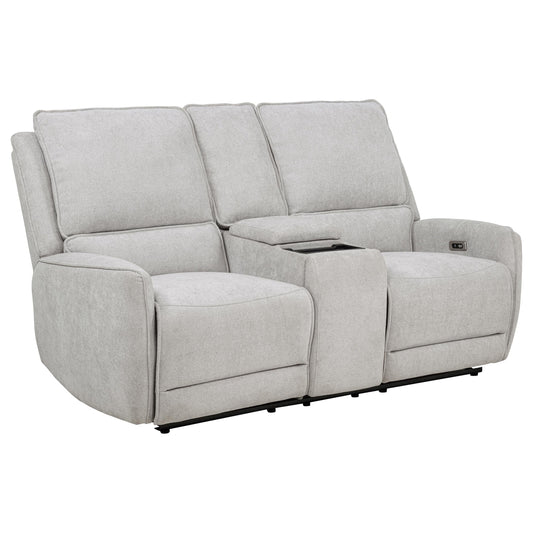 Sylmar Chenille Upholstered Power Reclining Loveseat Dove Grey