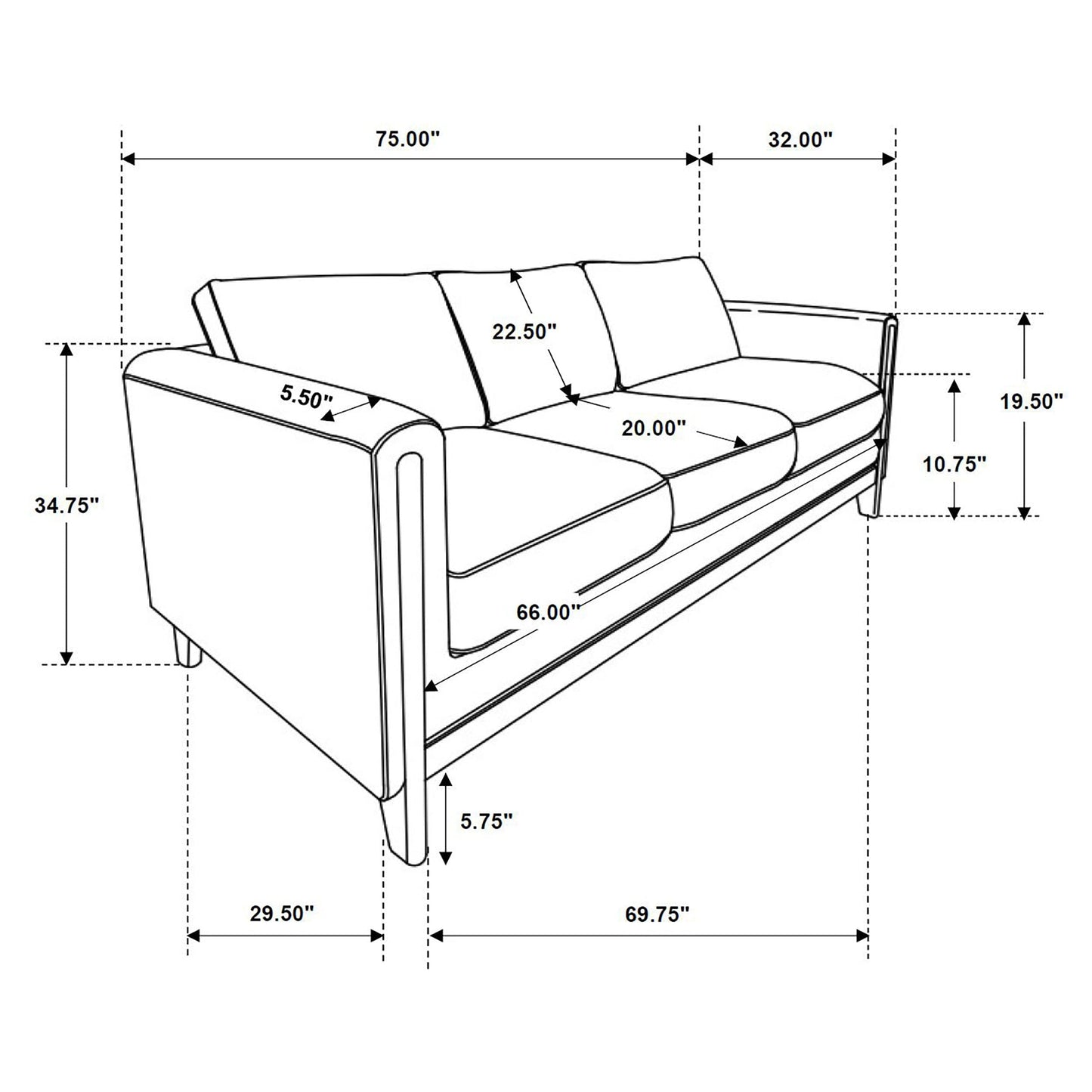 Islington Fabric Upholstered Panel Arm Sofa Taupe