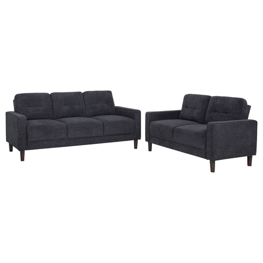 Bowen II 2-piece Upholstered Track Arm Sofa Set Steel Grey