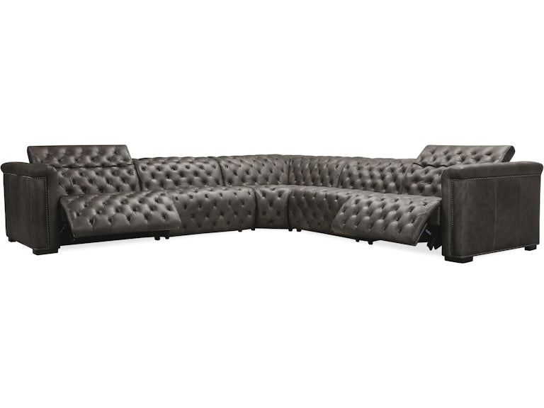 Hooker Furniture Living Room Savion Grandier 5 pc Sectional w/2 PWR Recline PWR Headrest