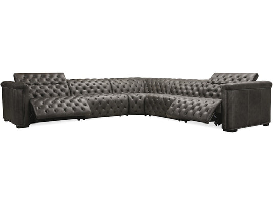 Hooker Furniture Living Room Savion Grandier 5 pc Sectional w/2 PWR Recline PWR Headrest