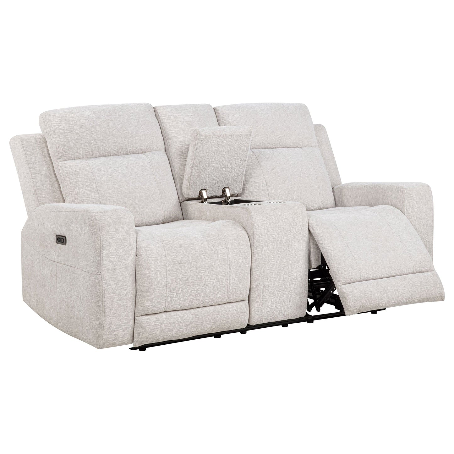 Kennett 3-piece Chenille Power Reclining Sofa Set Ivory