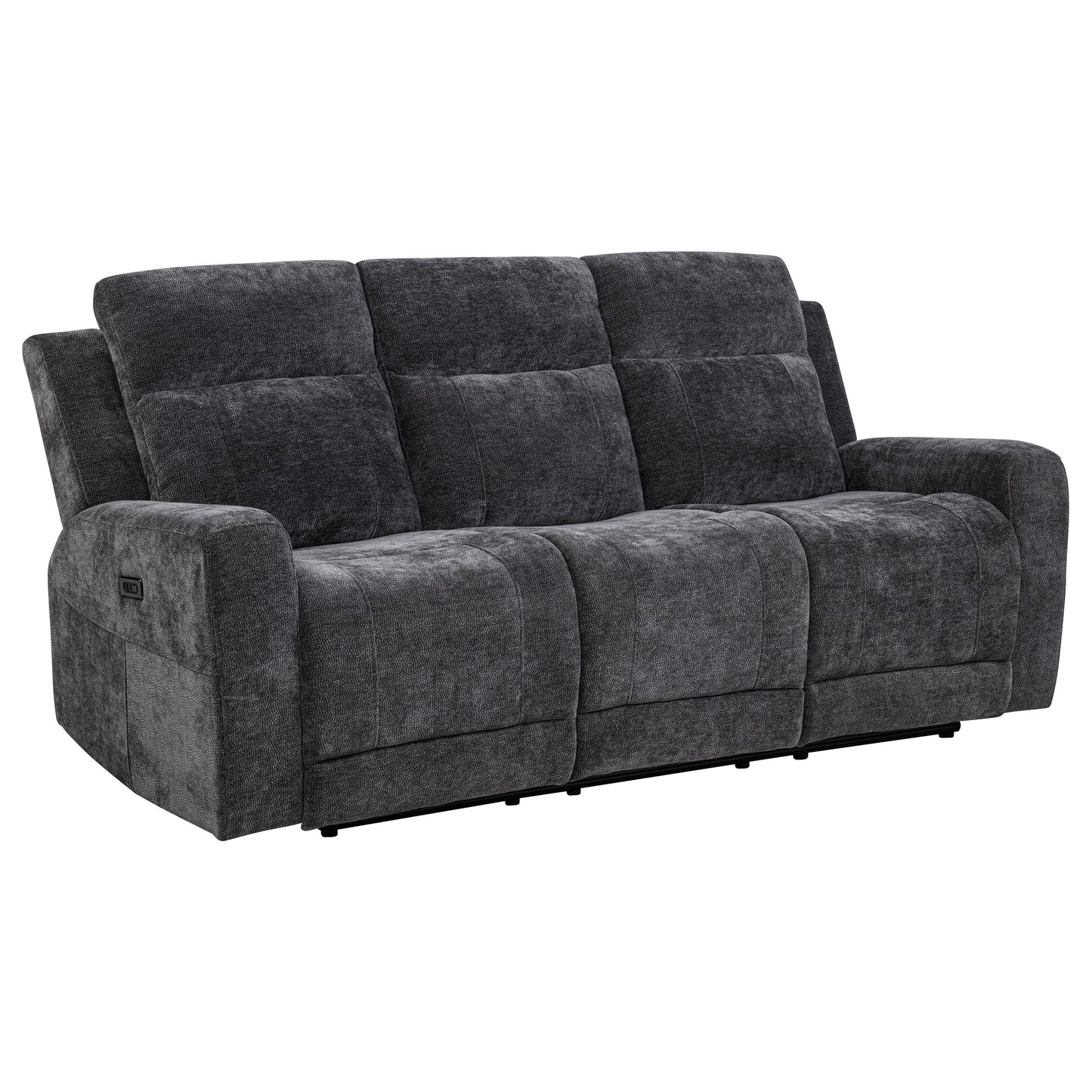 Kennett Chenille Upholstered Power Reclining Sofa Dark Grey