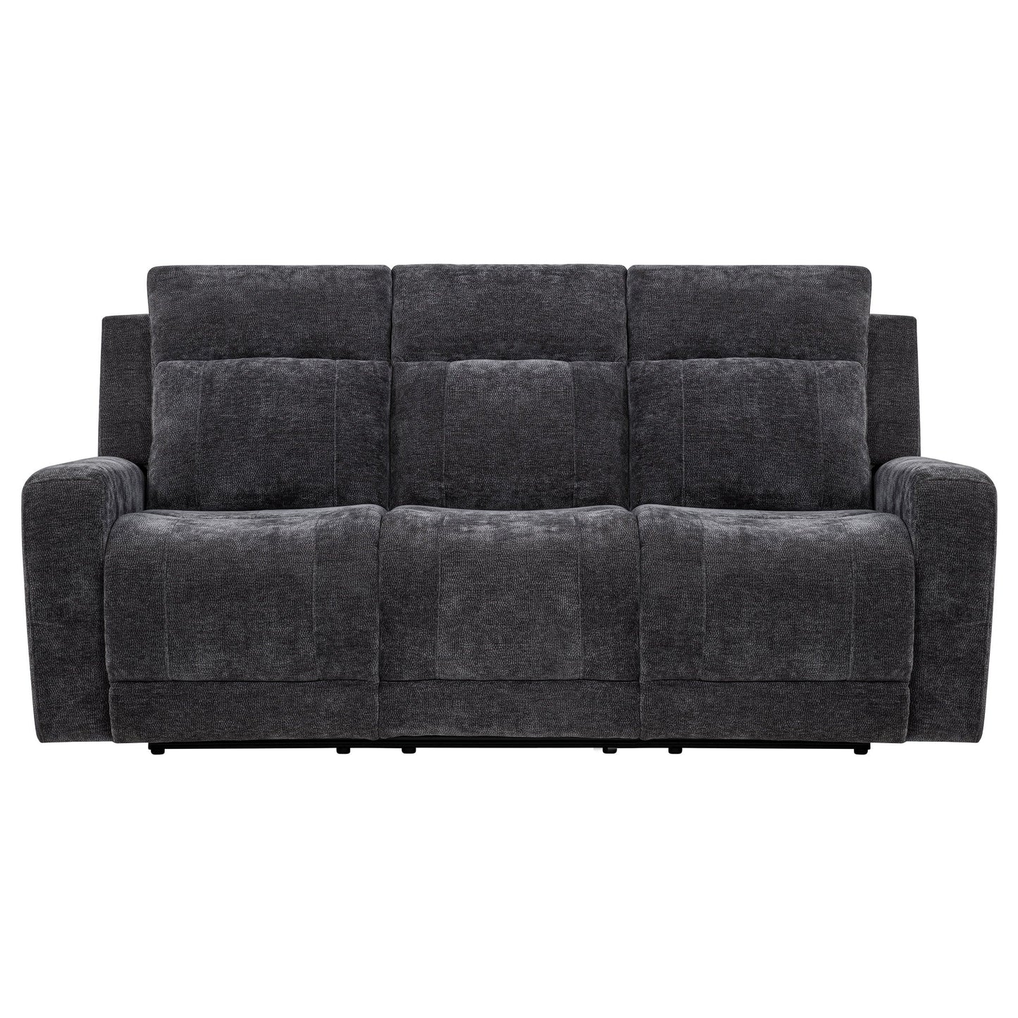 Kennett Chenille Upholstered Power Reclining Sofa Dark Grey