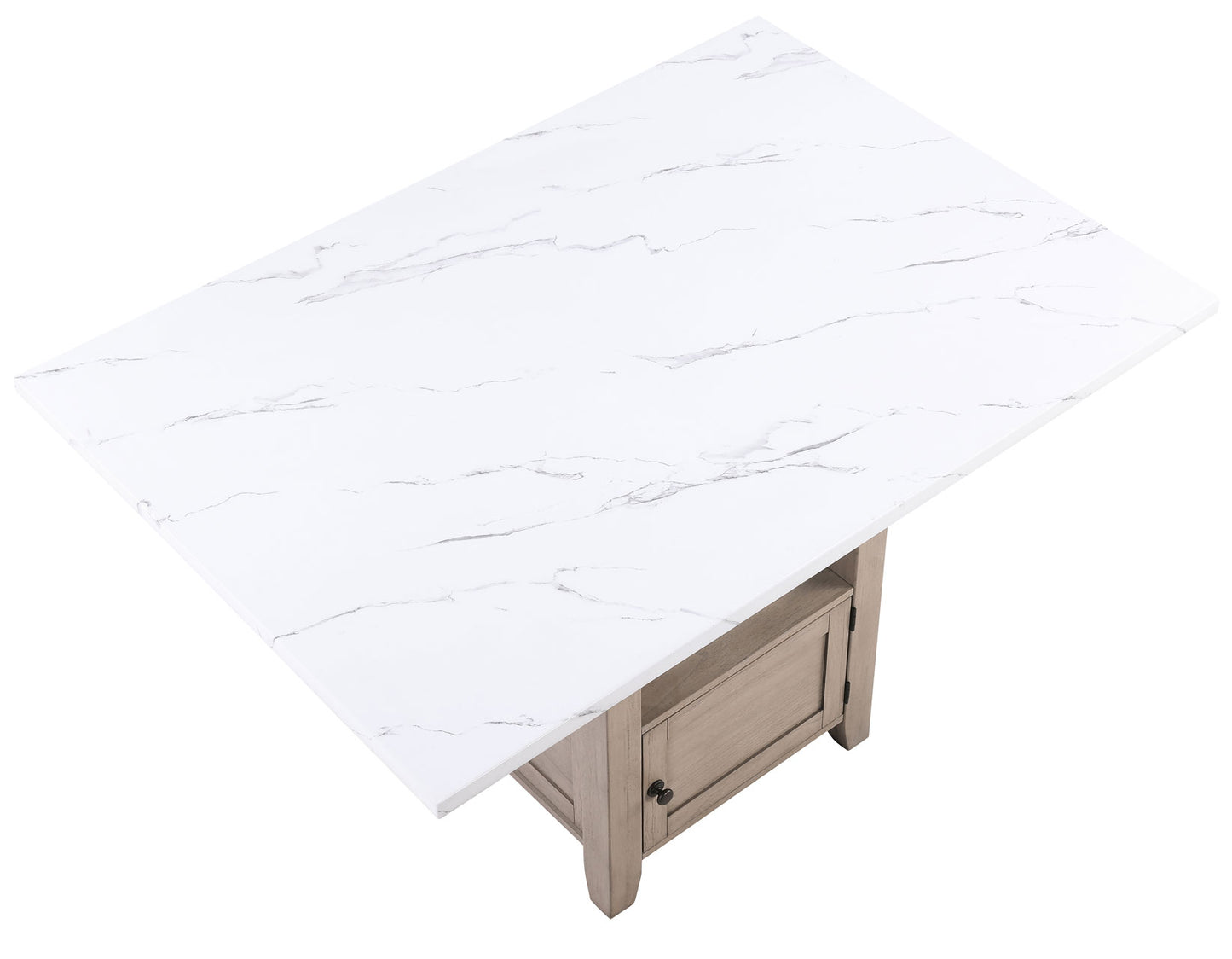 Taylor Faux Marble Top 60″ Storage Counter Table