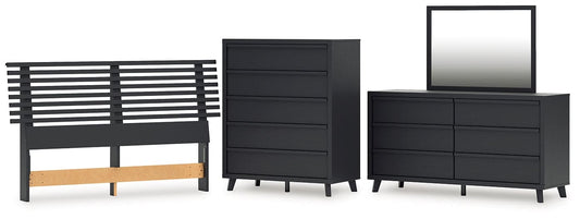 Danziar Queen Panel Headboard with Mirrored Dresser and Chest