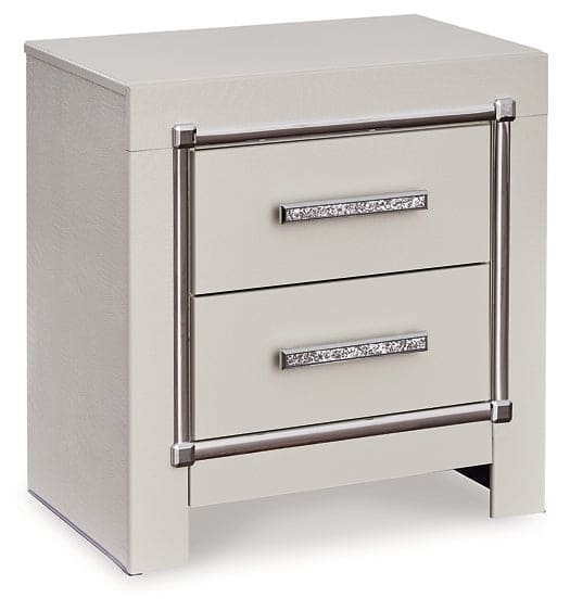 Zyniden King Upholstered Panel Headboard with Mirrored Dresser and Nightstand
