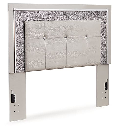 Zyniden Full Upholstered Panel Headboard with Mirrored Dresser and Nightstand