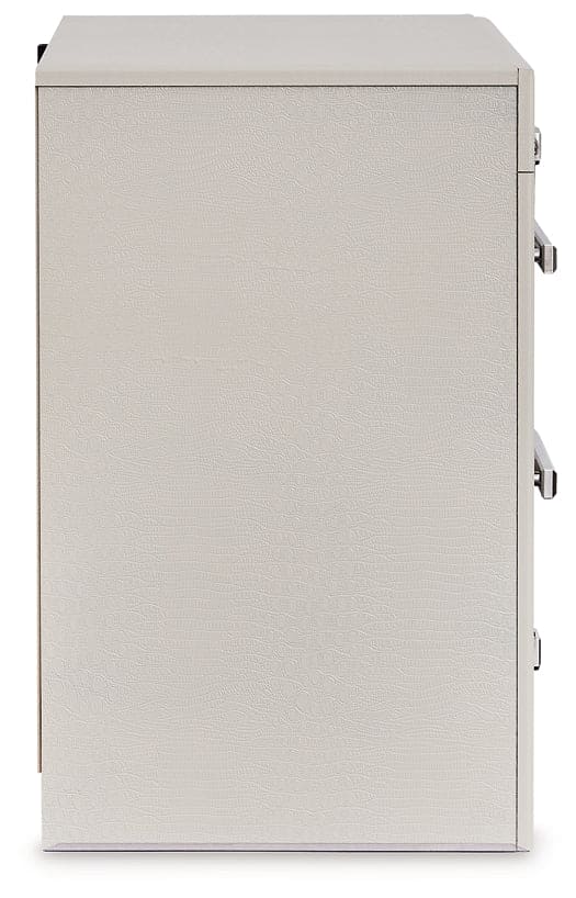 Zyniden Full Upholstered Panel Headboard with Mirrored Dresser, Chest and Nightstand