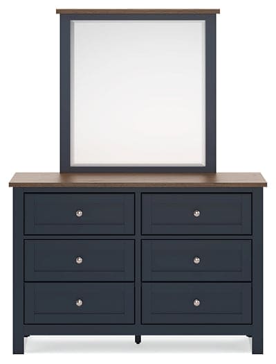 Landocken Full Panel Headboard with Mirrored Dresser and Chest