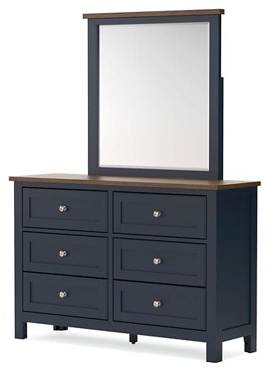 Landocken Full Panel Headboard with Mirrored Dresser and Chest