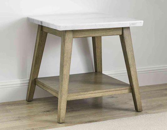 Vida, End Table, White Marble Top, Blonde