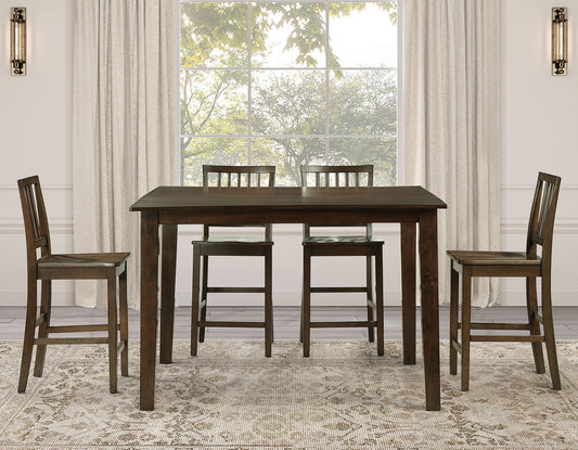 Joplin 5-Piece Counter Dining Set, Walnut Finish