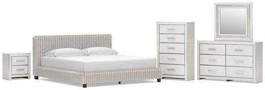 Zuraleus King Upholstered Bed, Dresser, Mirror, Chest and Nightstand