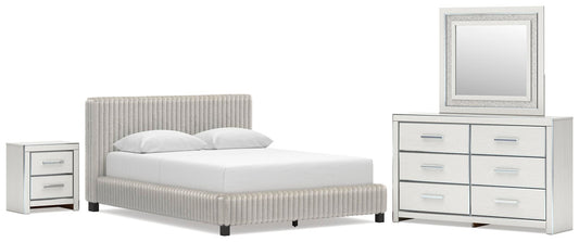 Birmonton Queen Upholstered Bed, Dresser, Mirror and Nightstand