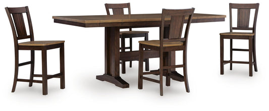 Anixburg Counter Height Dining Table and 4 Barstools