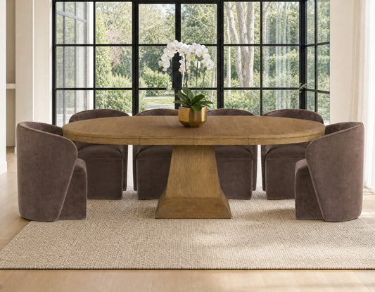 Vaughn 5-Piece Dining Set with Annie Barrel Chocolate Velvet Chairs
