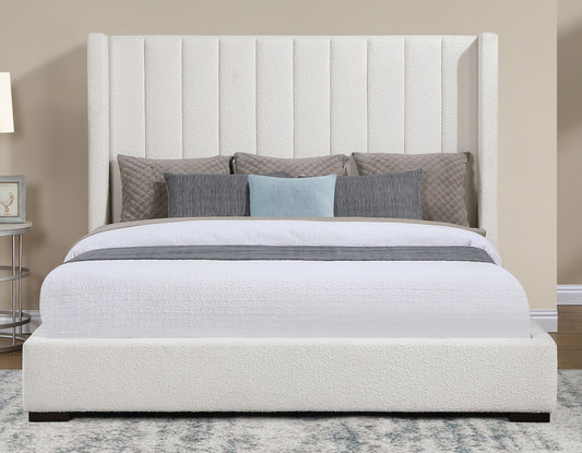 Pearson Queen Bed, Cream Velvet