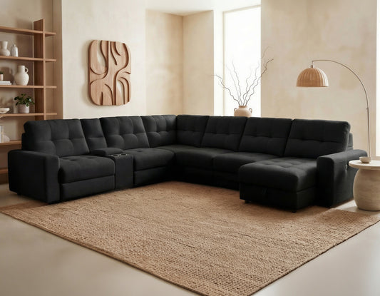 Snyder 7-Piece Slider Sectional, Black