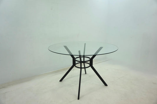 Steele 48-inch Round Glass Top Dining Table Matte Black