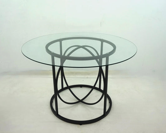 Levy 48-inch Round Glass Top Dining Table Matte Black