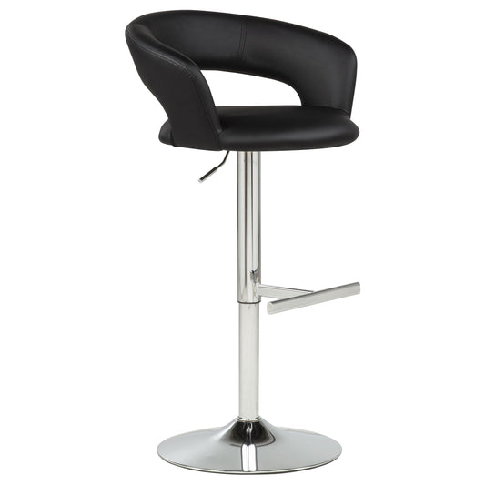 Travia Adjustable Leatherette Swivel Bar Stool Black and Chrome