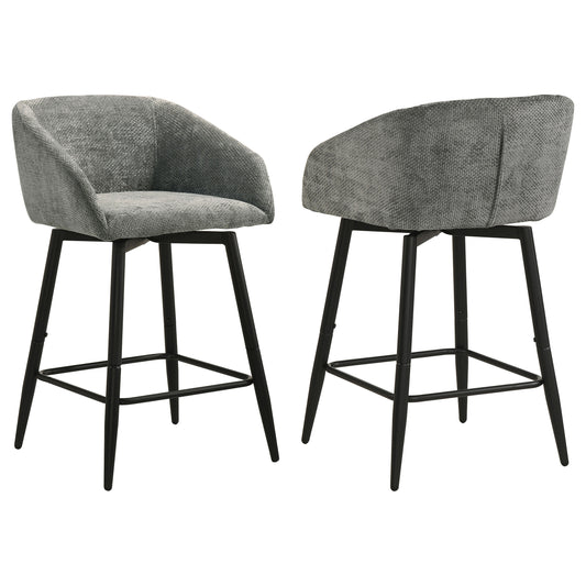 Rainer Fabric Upholstered Swivel Counter Height Chair Charcoal (Set of 2)