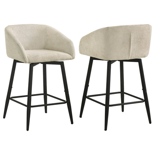 Rainer Fabric Upholstered Swivel Counter Height Chair Cream (Set of 2)