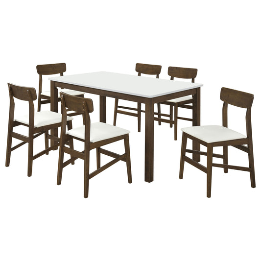 Merrin 7-piece 55-inch Rectangular Dining Set Off White and Walnut