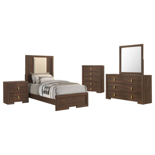 Etienne 5-piece Twin Bedroom Set Walnut