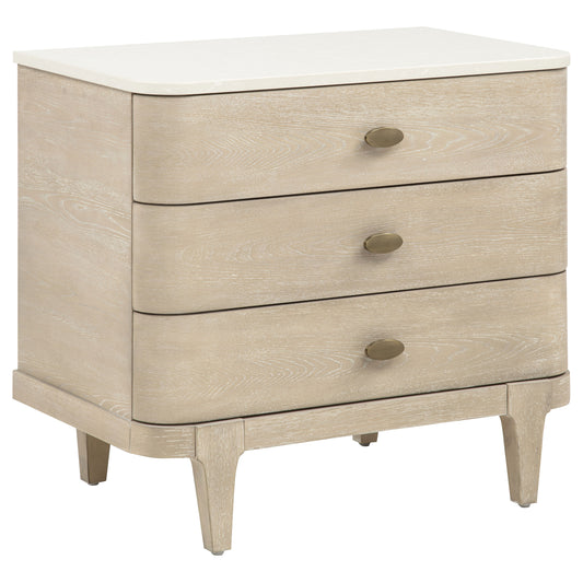 Lucaire 3-drawer Nightstand Bedside Table Sandstone