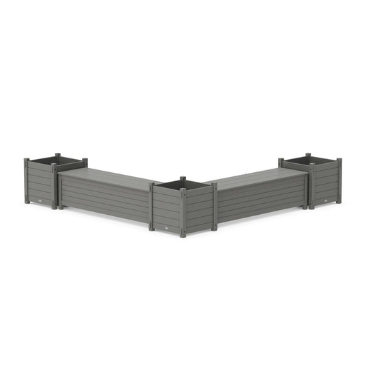 POLYWOOD 60" Nautical L- Shaped Planter Storage Bench Corner Set- Large — Slate Grey