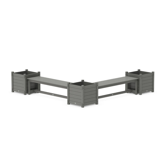 POLYWOOD 60" Nautical L- Shaped Planter Bench Corner Set - Large — Slate Grey