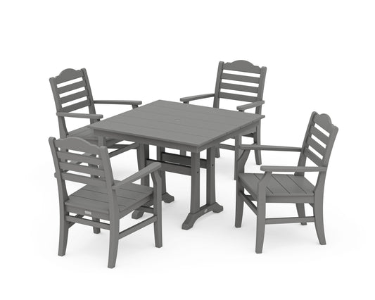 POLYWOOD Savannah 5-Piece Farmhouse Dining Set with Trestle Legs — Slate Grey