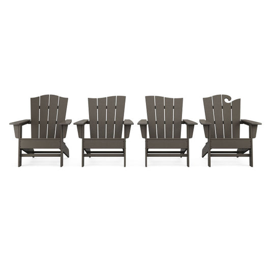 Polywood - Wave 4-Piece Adirondack Chair Set in Vintage Finish - FREE SHIPPING