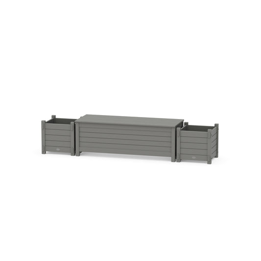 POLYWOOD 48" Nautical Straight Planter Storage Bench Set — Slate Grey