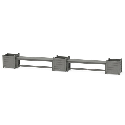 POLYWOOD 60" Nautical Straight Double Planter Bench Set - Large — Slate Grey