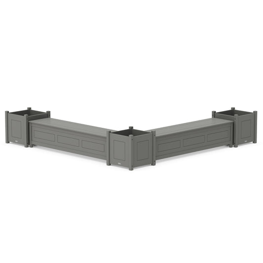 POLYWOOD 72" Country Living L- Shaped Planter Storage Bench Corner Set- Large — Slate Grey
