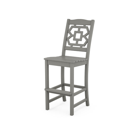 POLYWOOD Chinoiserie Bar Side Chair — Slate Grey