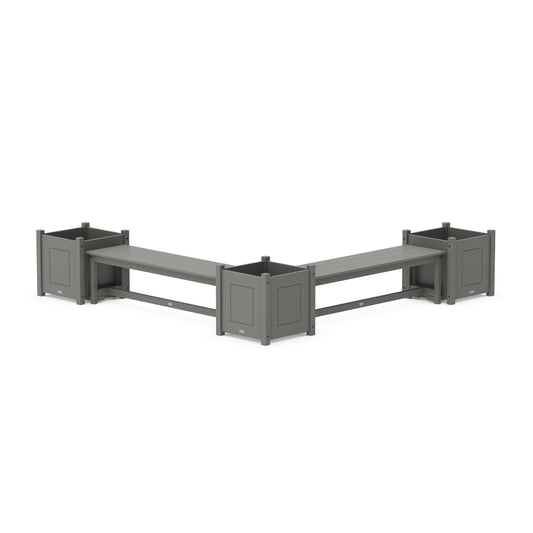 POLYWOOD 60" Country Living L- Shaped Planter Bench Corner Set - Large — Slate Grey