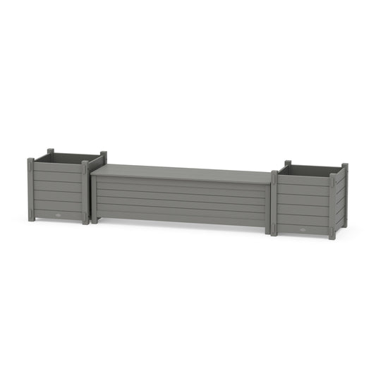 POLYWOOD 60" Nautical Straight Planter Storage Bench Set- Large — Slate Grey