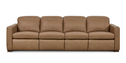 Bassett Club Level Caswell Leather Power Reclining Modular Sofa — Caswell Goodland Brown