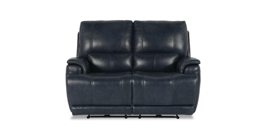 Bassett Club Level Burlington Leather Power Reclining Loveseat — Burlington Navy