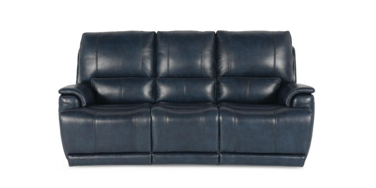 Bassett Club Level Burlington Leather Power Reclining Sofa — Burlington Navy