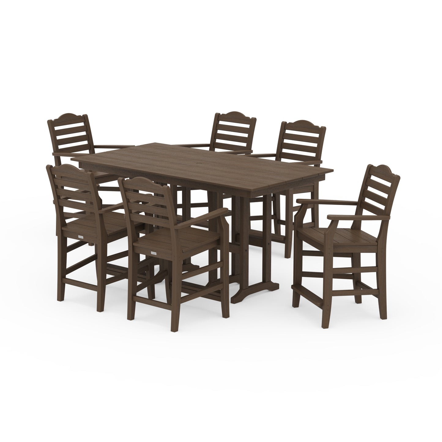 POLYWOOD Savannah Arm Chair 7-Piece Farmhouse Counter Set — Kona